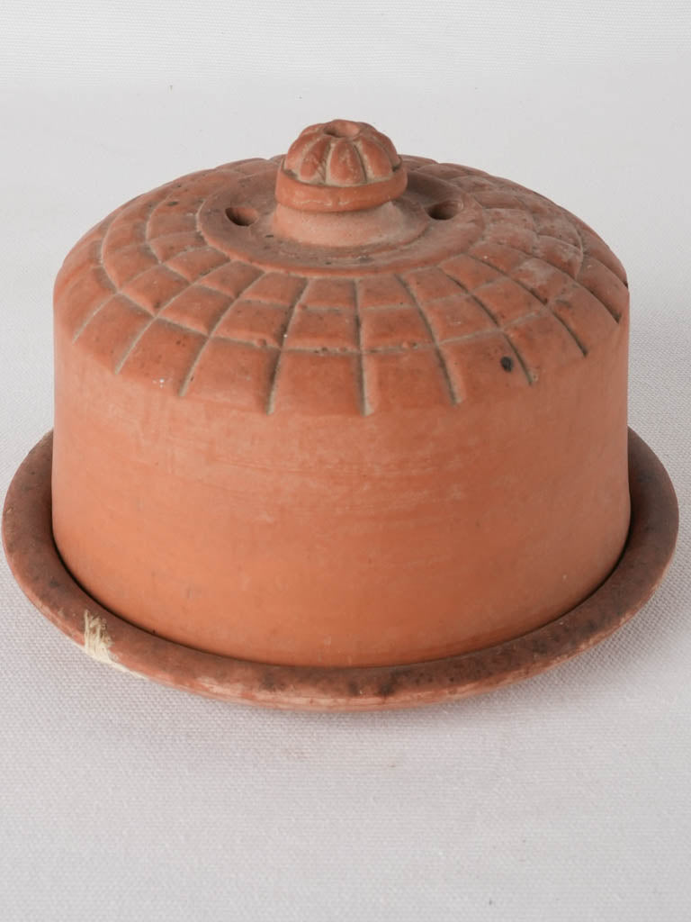 RESERVED CS Antique French butter bell w/ Art Deco motifs- terracotta