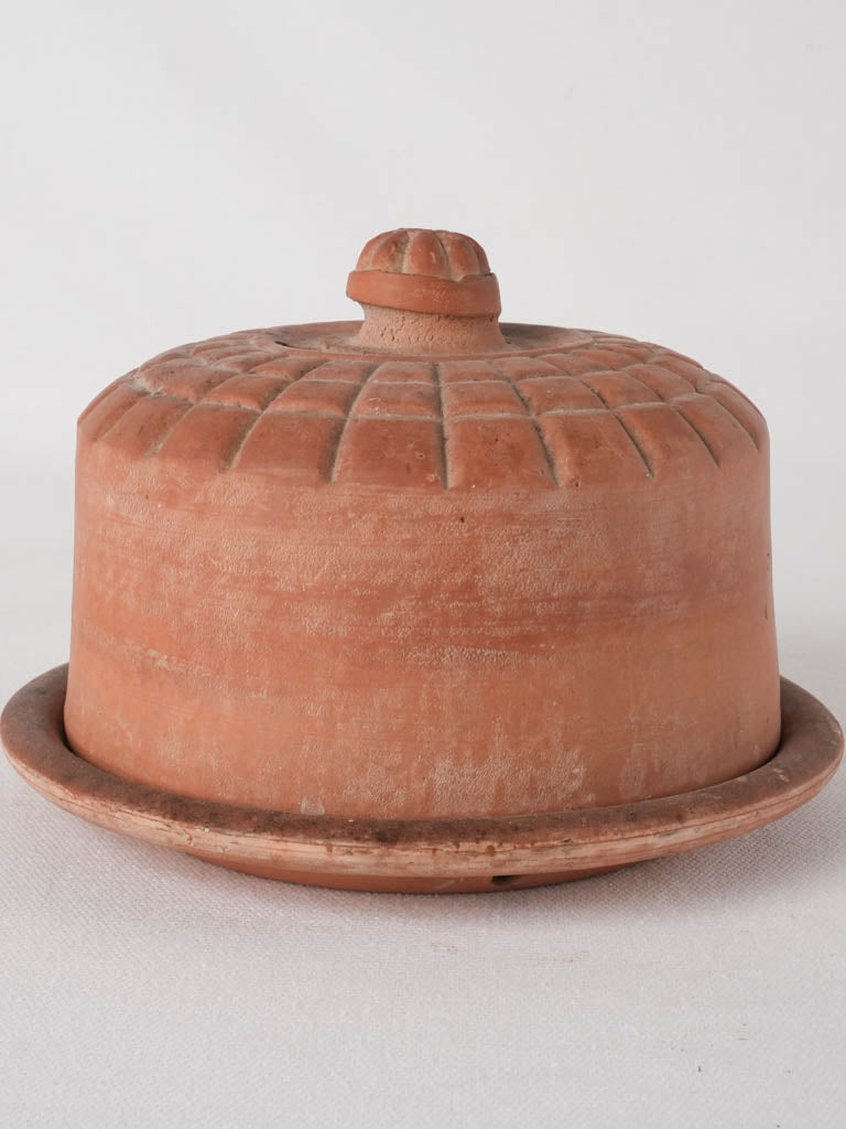 RESERVED CS Antique French butter bell w/ Art Deco motifs- terracotta