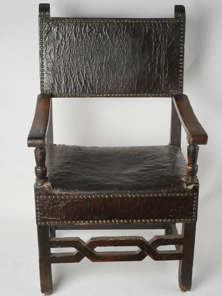 Authentic, 17th-century, leather armchair