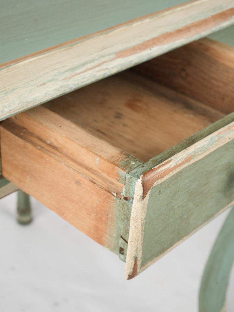 Delightful, repainted, Louis XV-style, green and beige Provençale table