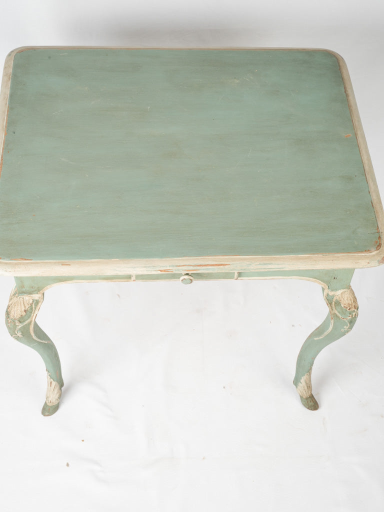 Green, floral-carved, 18th-century, Provençale, cabriole-legged table