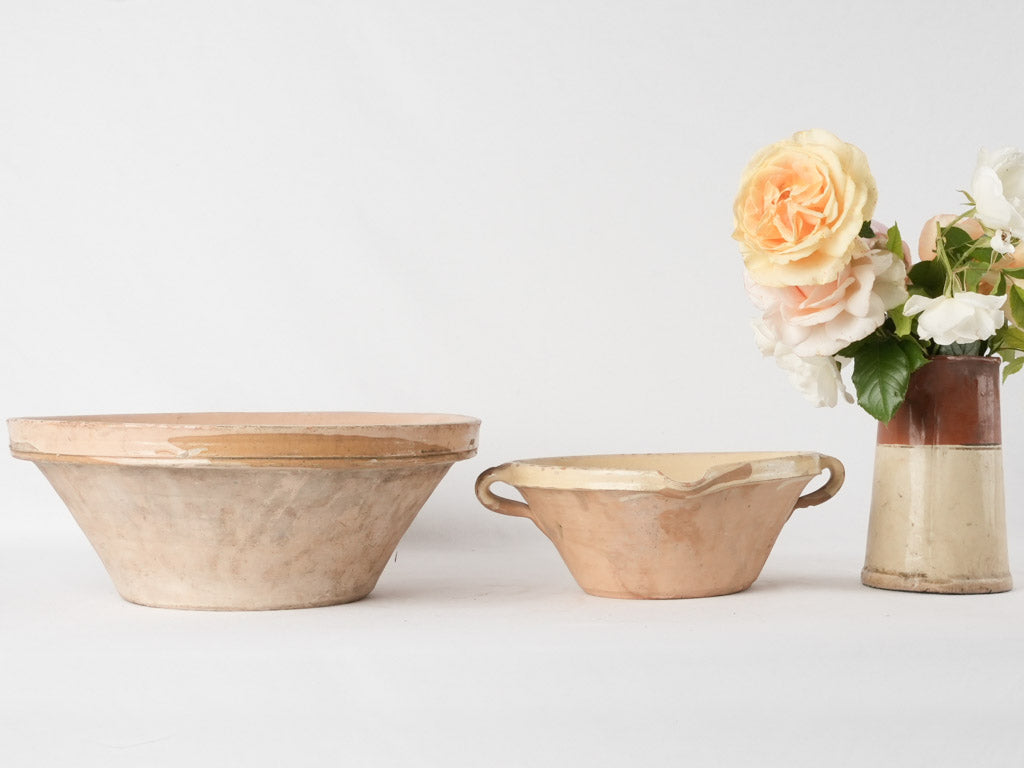 Early-century creamy salad terracotta bowls