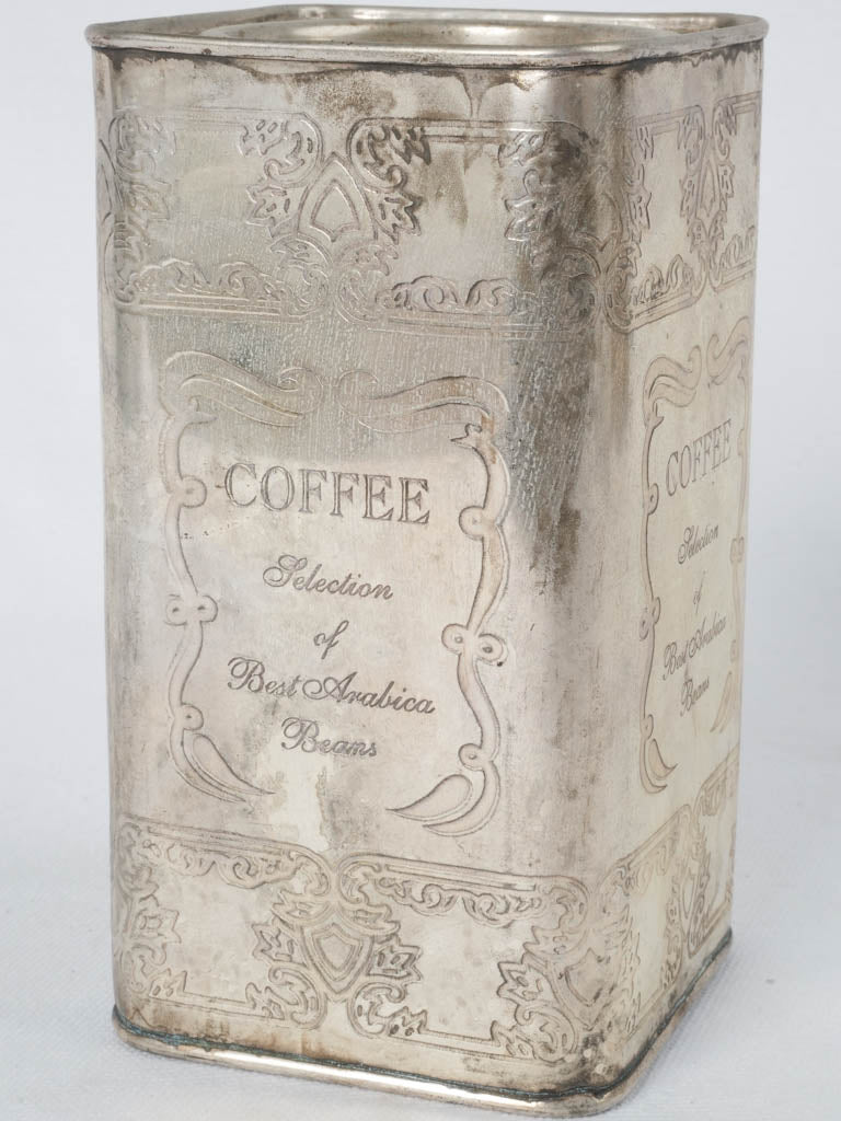 Charming, antique silver-plated coffee tin