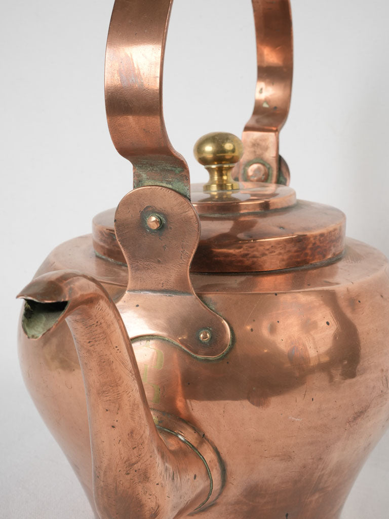 Durable 19th-century copper kitchen kettle