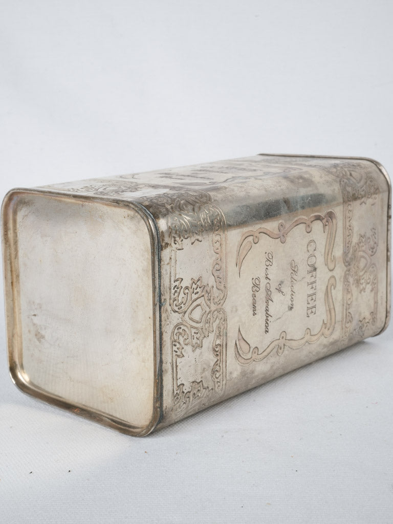 Antique, historical silver-plated coffee tin