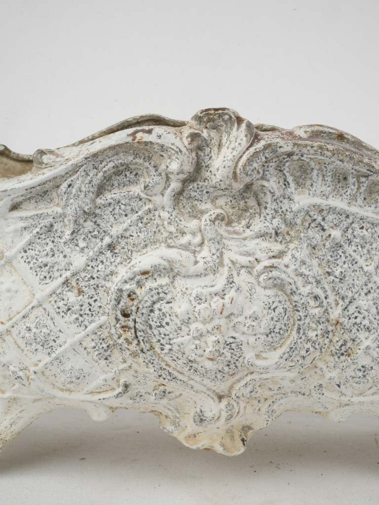 Antique French Cast Iron Jardinière w/ White Patina 19¾"