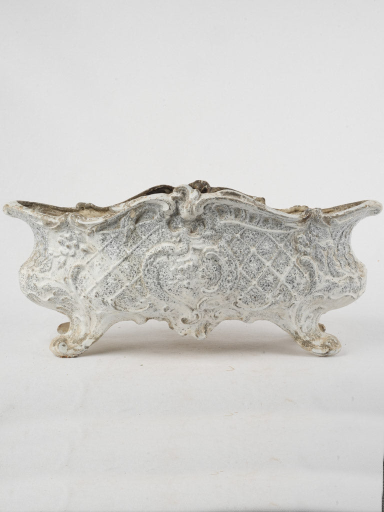 Antique French Cast Iron Jardinière w/ White Patina 19¾"