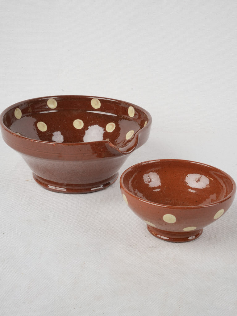 Pair of Vintage Spotted Bowls – Brown & Beige