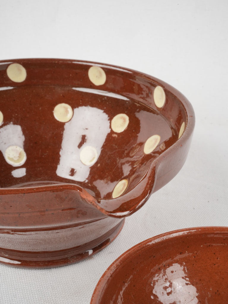 Pair of Vintage Spotted Bowls – Brown & Beige