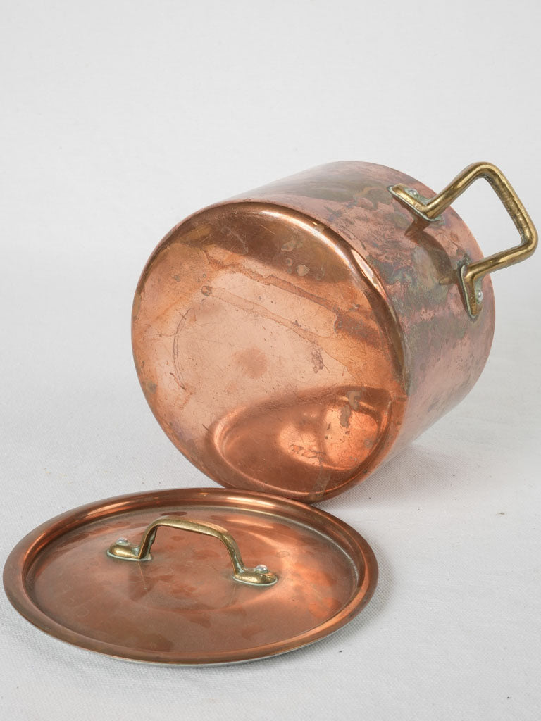 Vintage French brass-handled copper cookware