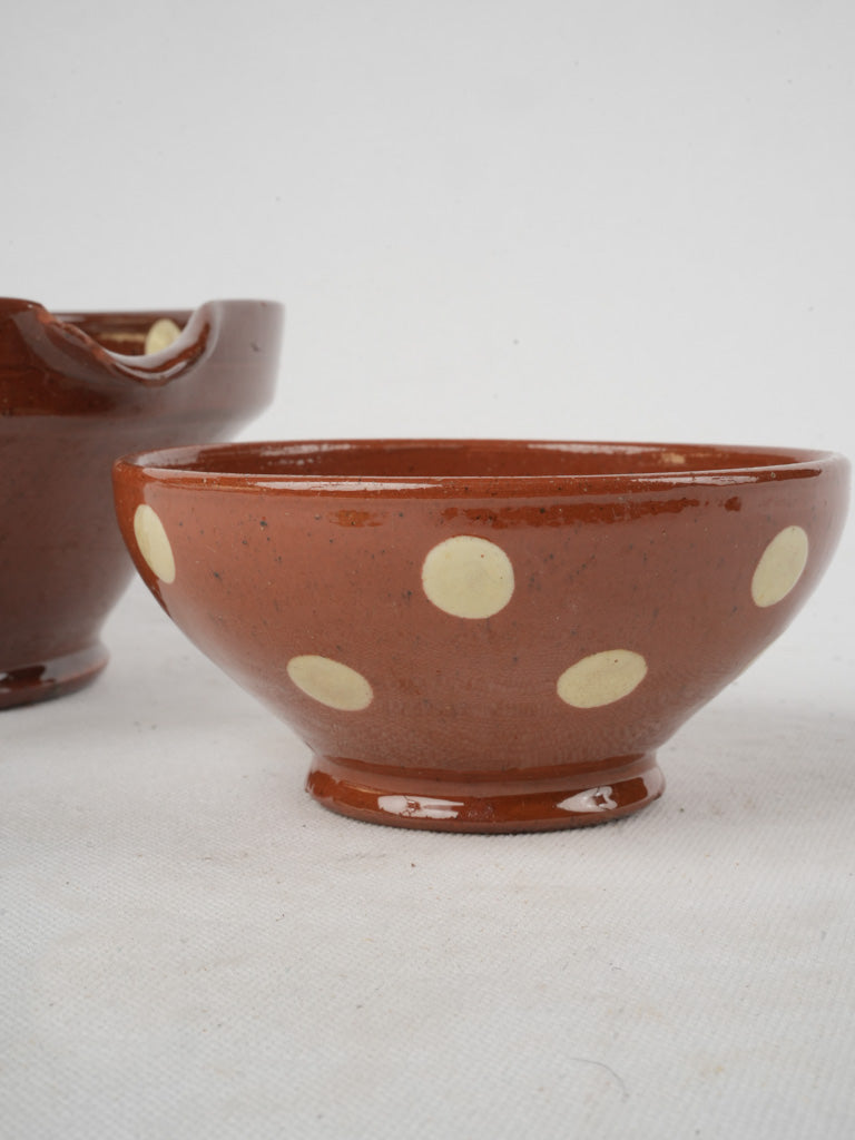 Pair of Vintage Spotted Bowls – Brown & Beige