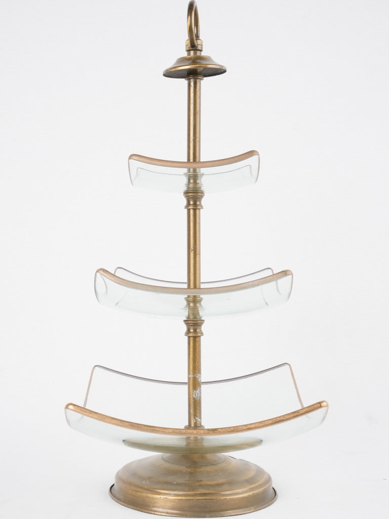 Vintage 3 tier platter - glass & brass 17¾"