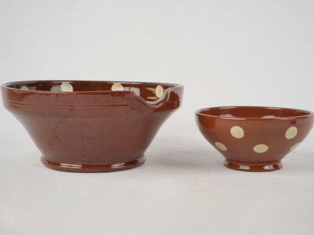 Pair of Vintage Spotted Bowls – Brown & Beige