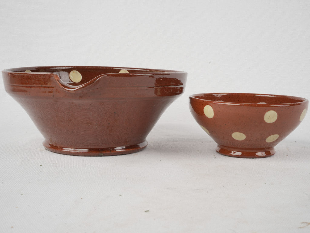 Pair of Vintage Spotted Bowls – Brown & Beige