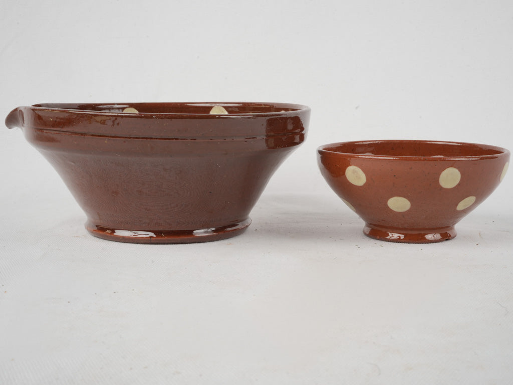 Pair of Vintage Spotted Bowls – Brown & Beige