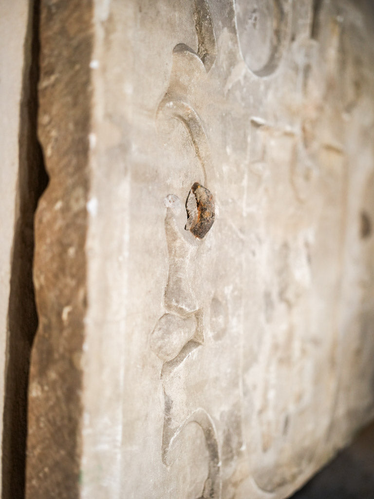 Antique Helmet and Acanthus Carved Marble