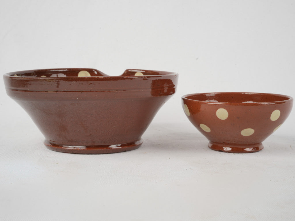 Pair of Vintage Spotted Bowls – Brown & Beige