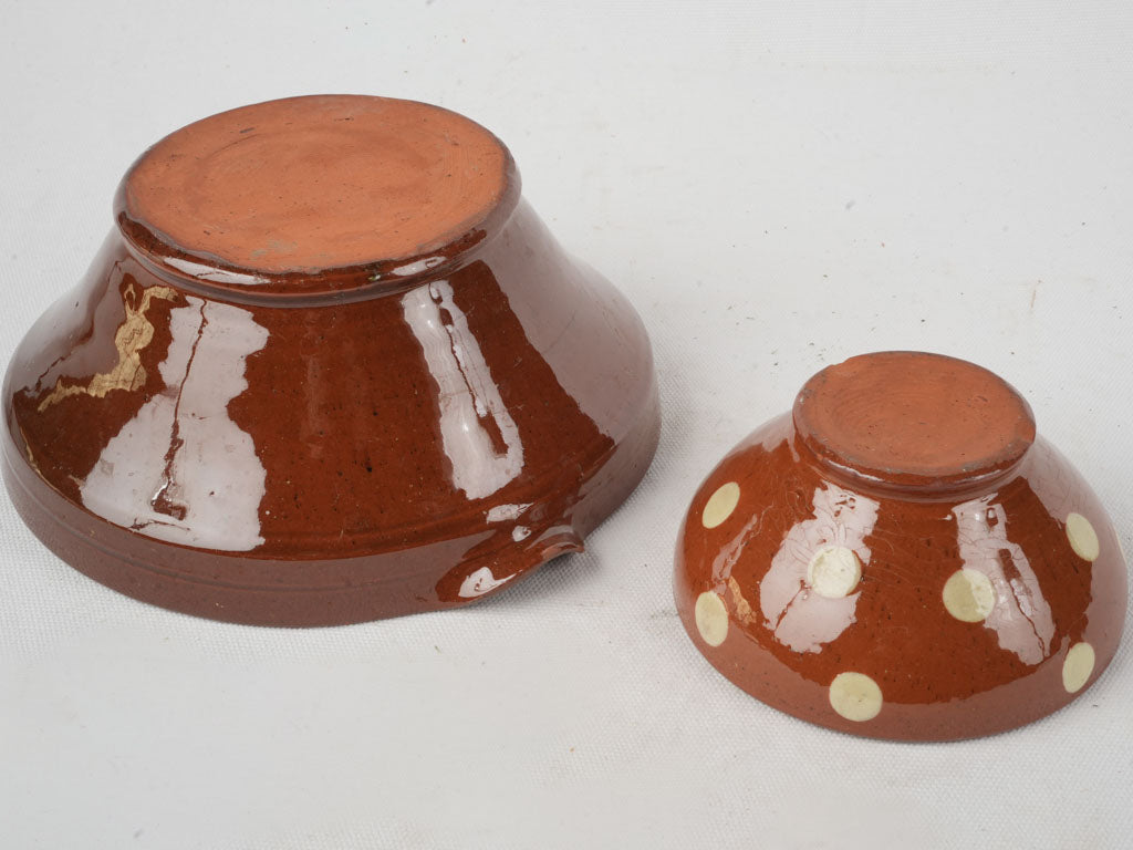 Pair of Vintage Spotted Bowls – Brown & Beige