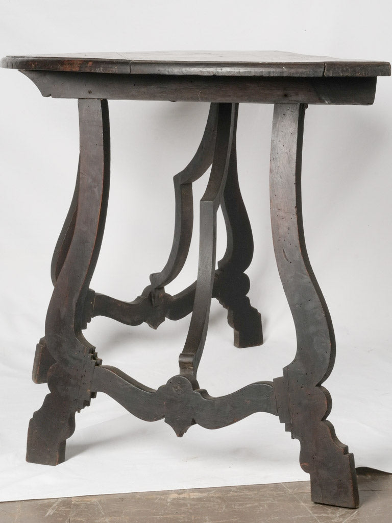 Grand-scale blackened walnut console tables