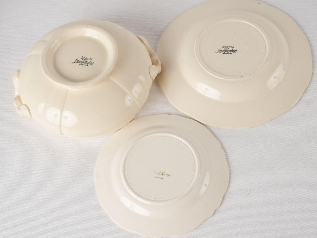 Antique Sarreguemines  tureen & plates - creamware 10 pieces