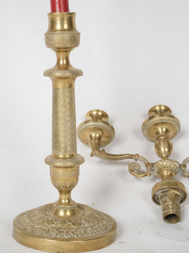 Elegant triple-light bronze candelabras