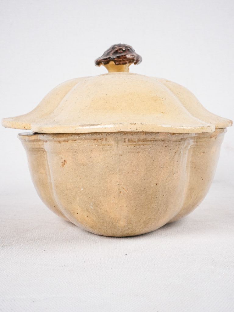 Vintage French pale custard-glazed tureen