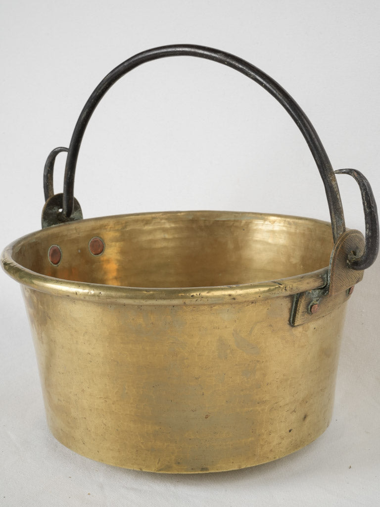 Antique French brass cauldron for cooking