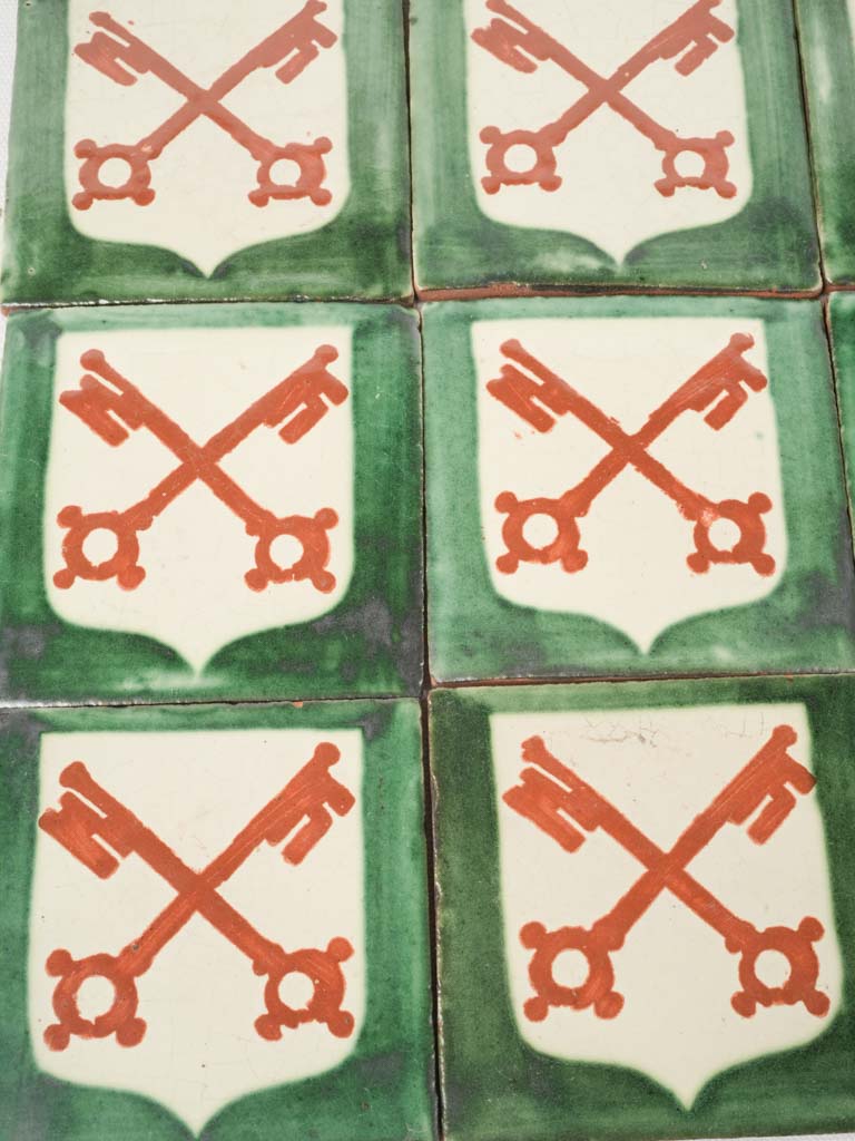 Medieval-style papacy emblem tiles 