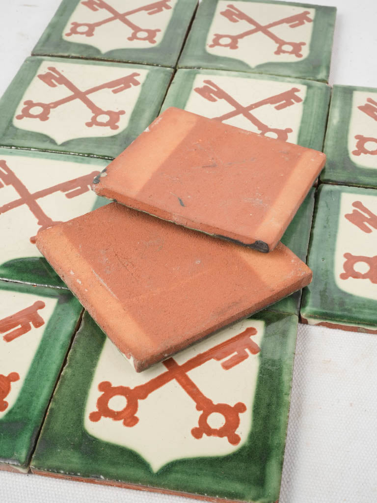 Decorative maroon and beige tile set