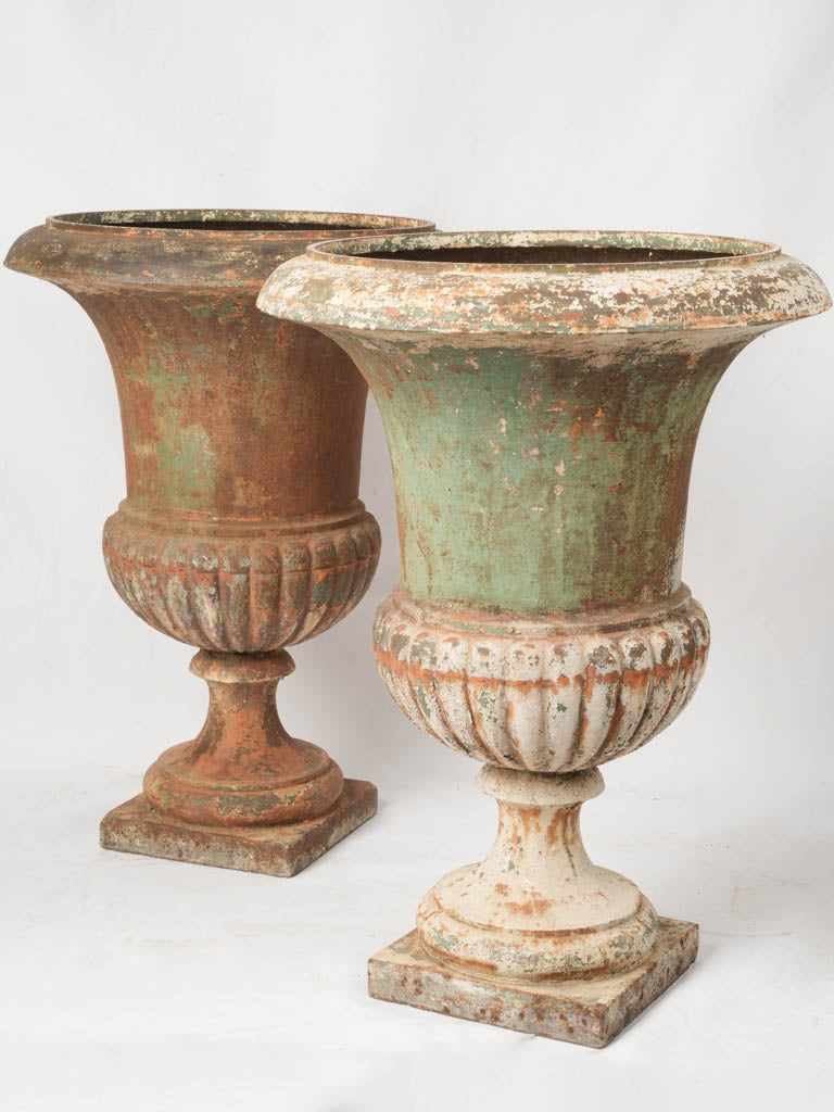 Antique weathered French Medici urns  