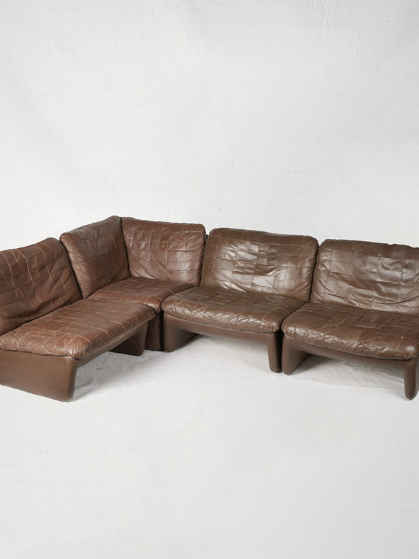 Vintage Swiss luxury brown leather sofa