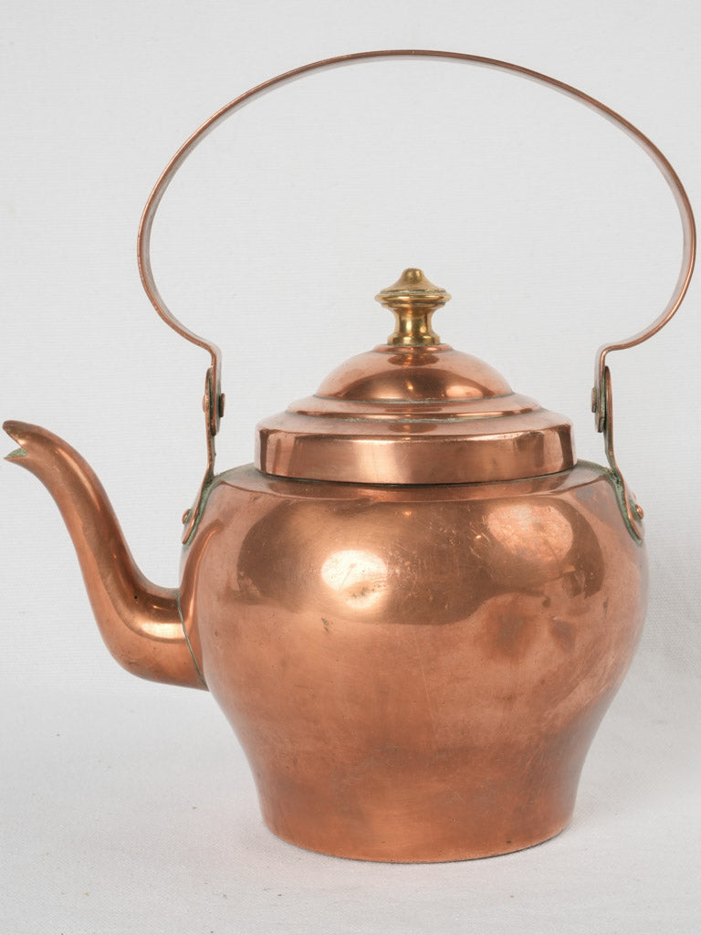 Authentic 19th-century French brass knob kettle