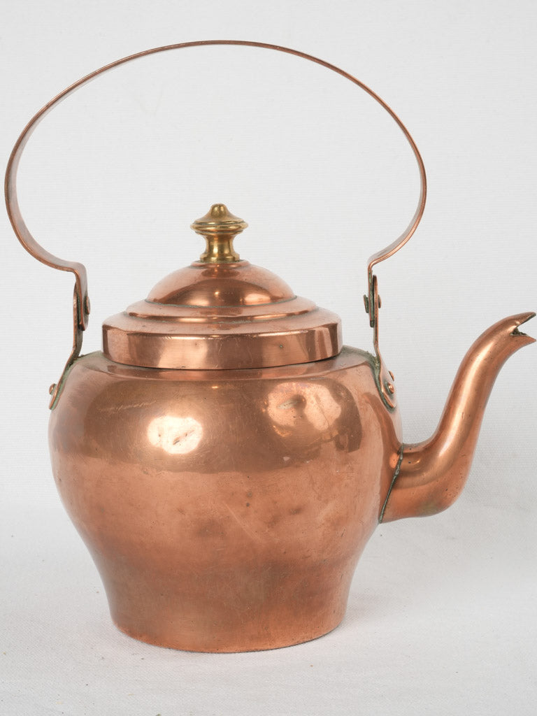 Unique vintage 2-liter French copper kettle