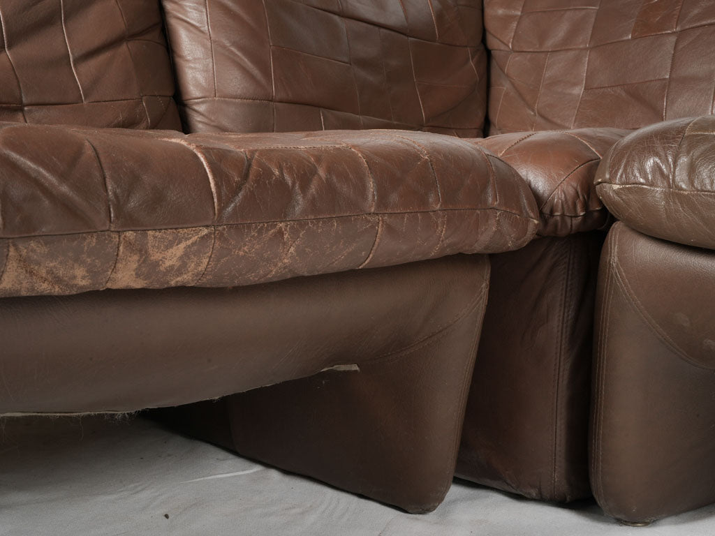 Inviting mid-century style leather sofa