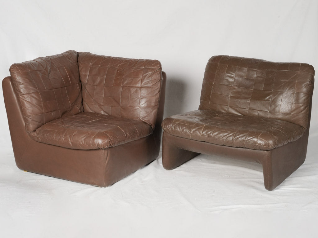 Supple brown leather sectional sofa