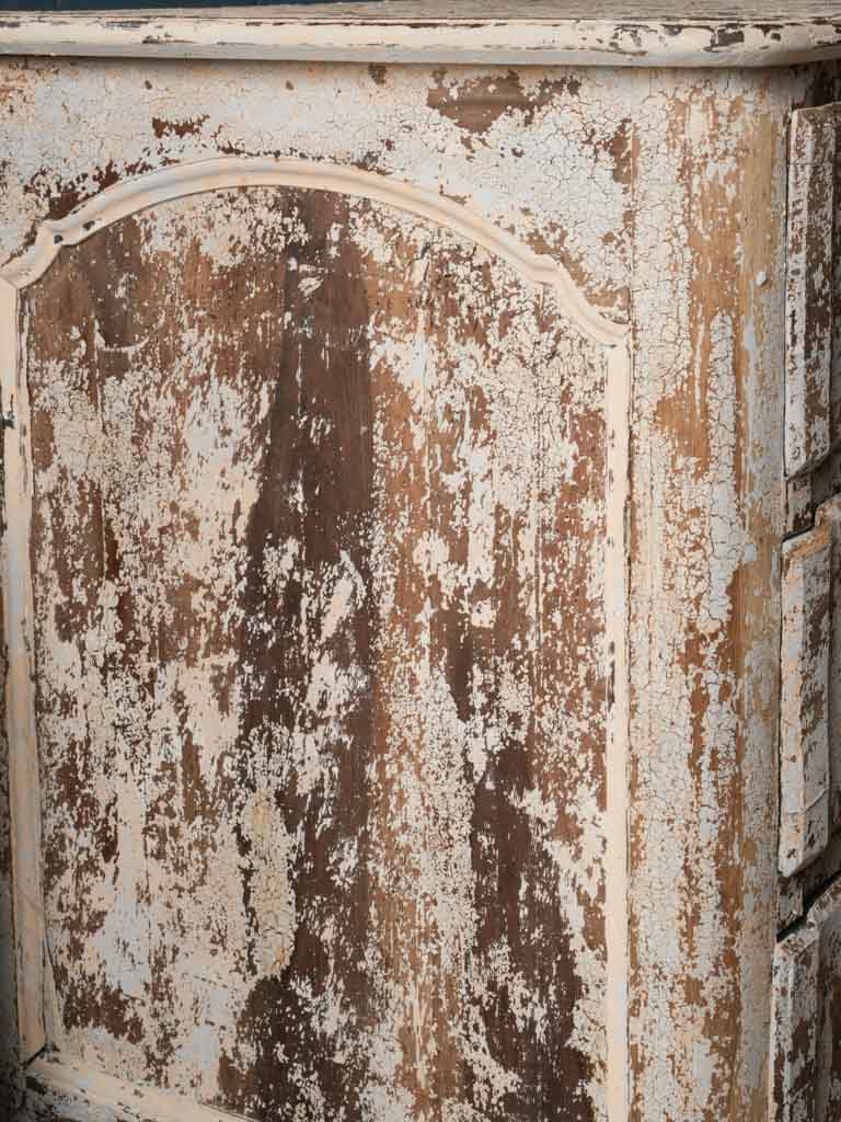 Aged, French country, three-drawer commode