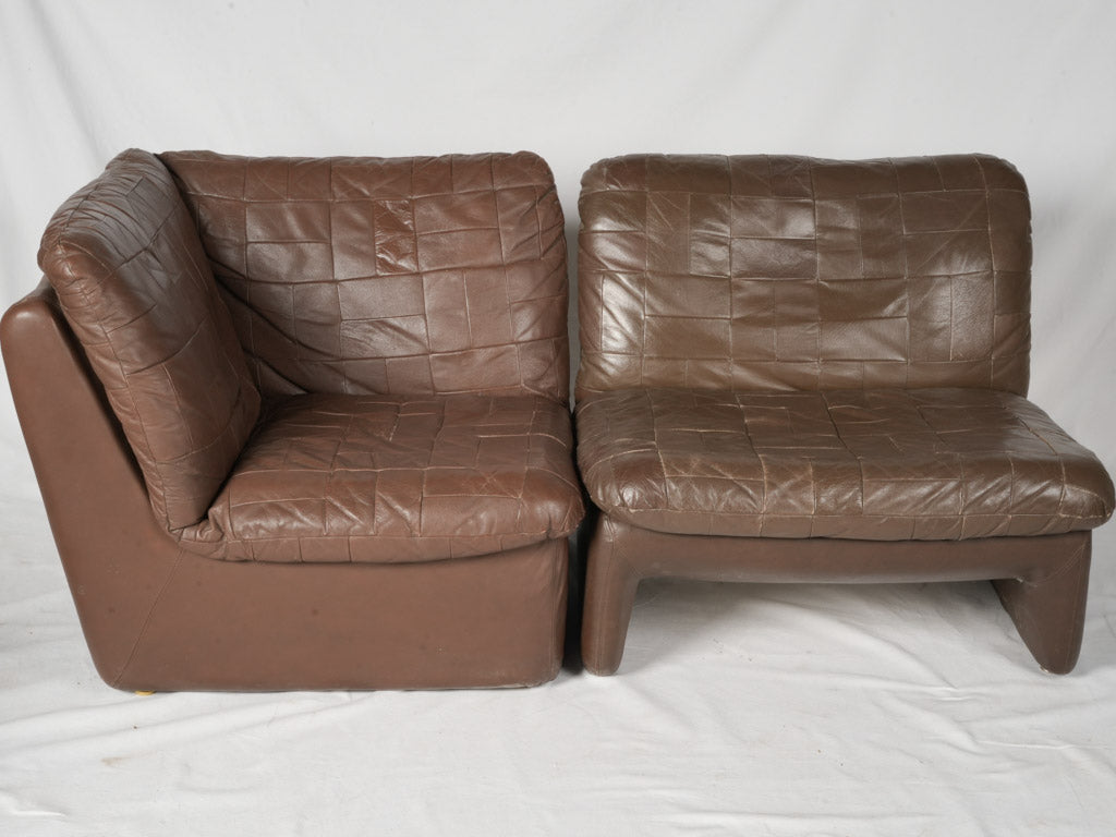 Quilted De Sede inspired leather sofa