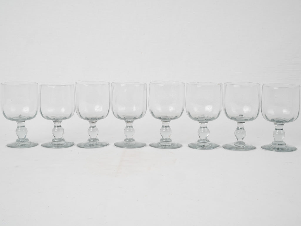 Set of eight antique French wine glasses