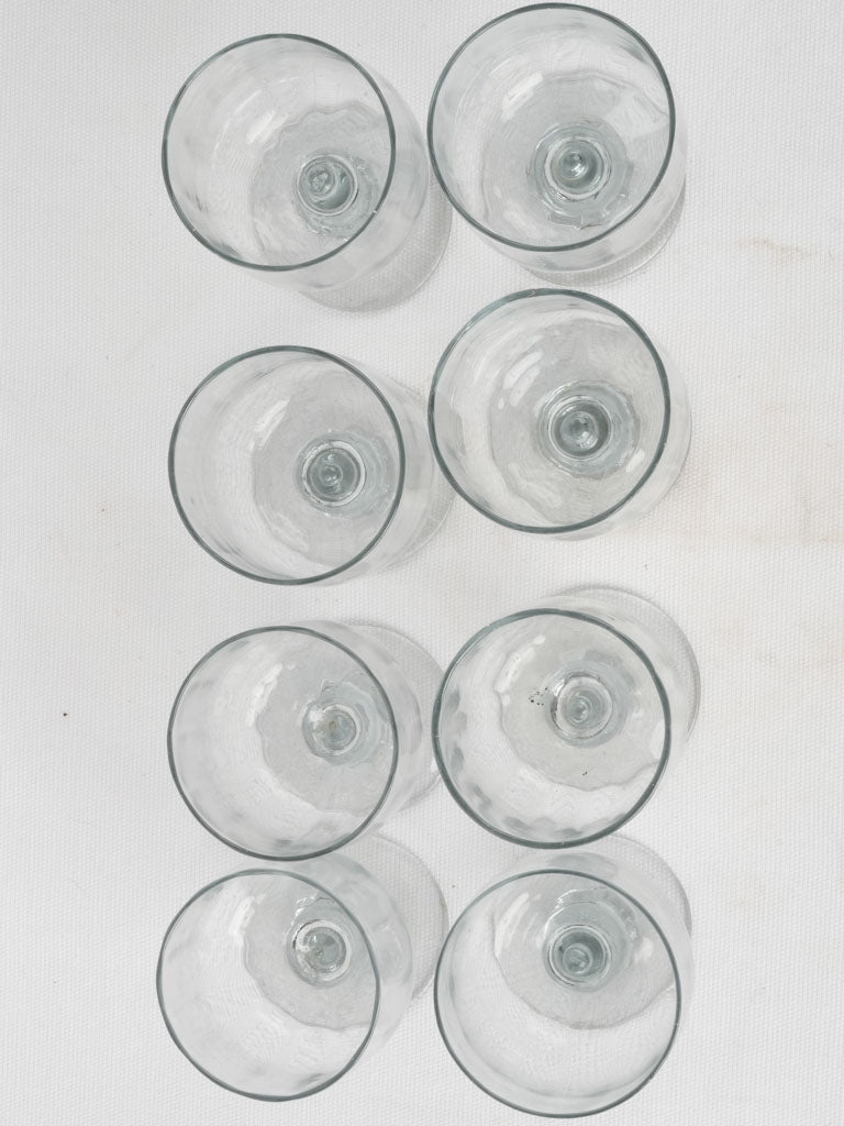 Set of eight antique French wine glasses