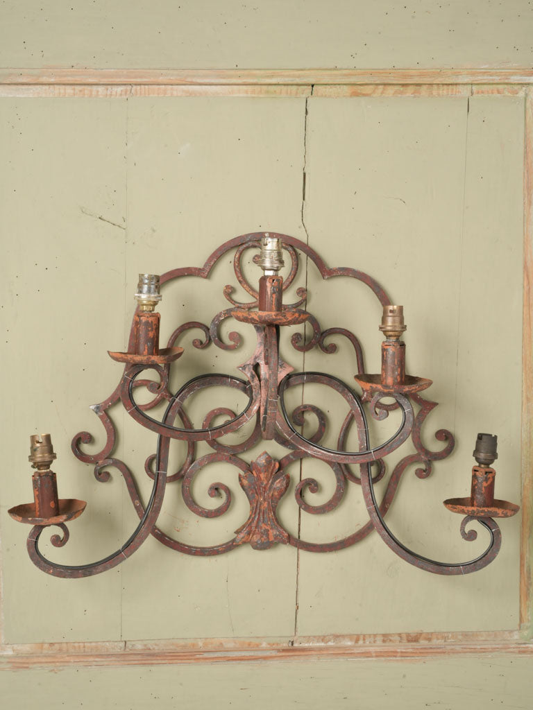 Weathered salvaged boiserie wall sconces