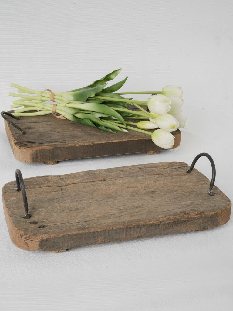 Rustic iron-handled hardwood cutting boards