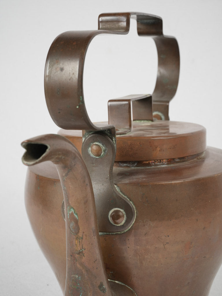 Well-crafted, sturdy 19th-century copper kettle