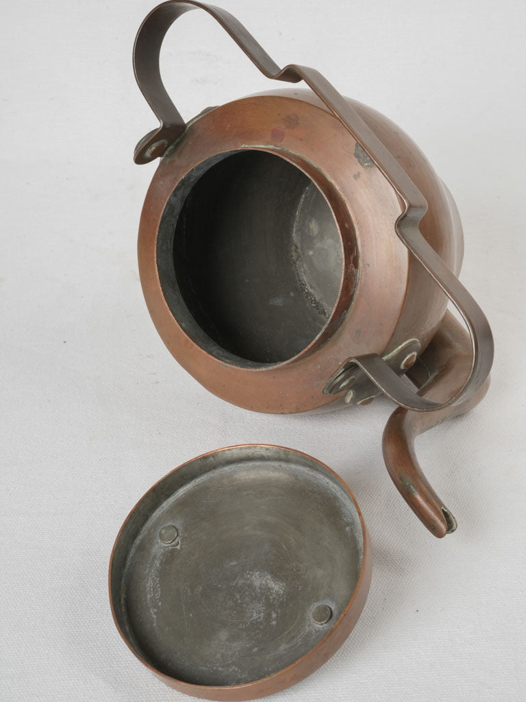 Elegant, vintage French tinned copper kettle