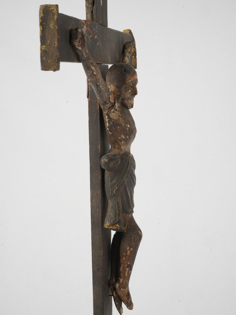 Weathered wooden religious figure