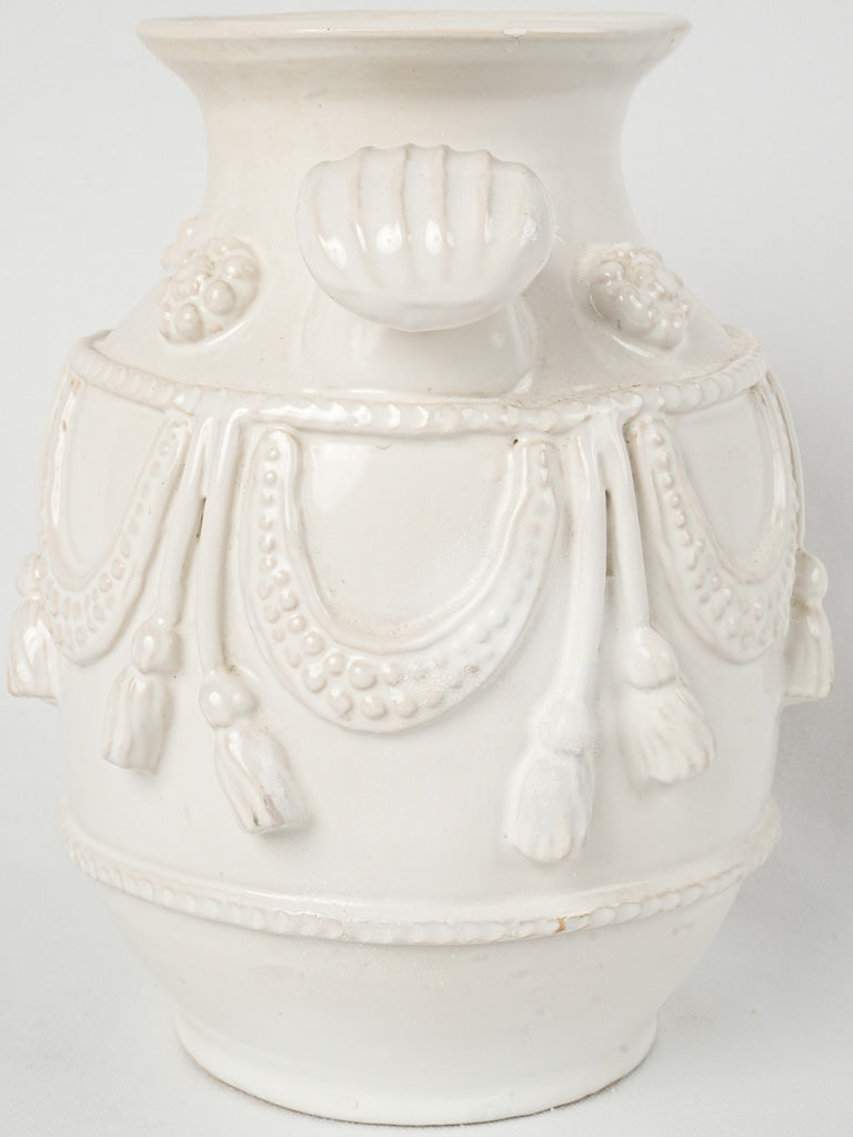 Intricate handle garland ceramic vase