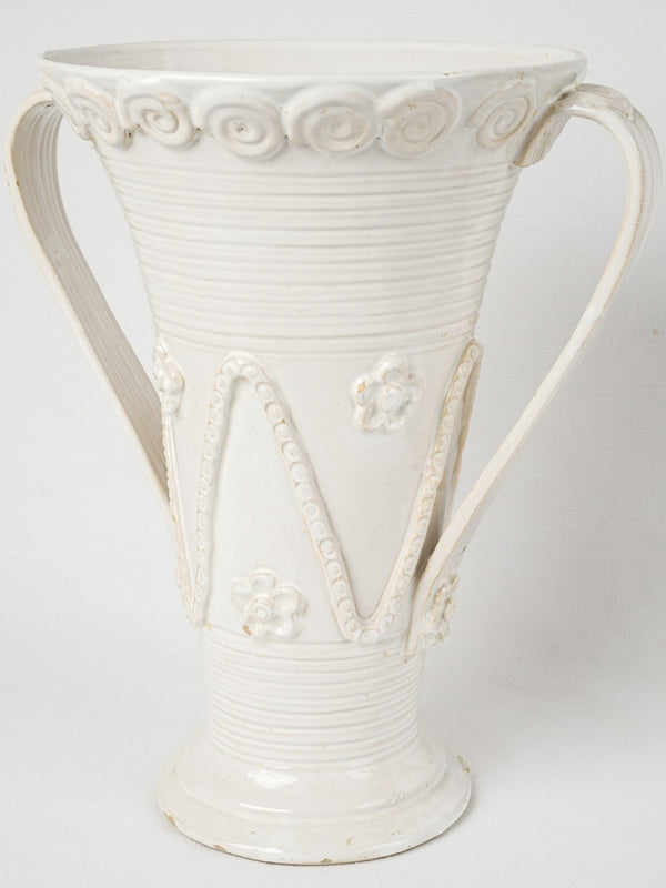 Elegant white French ceramic floral vase