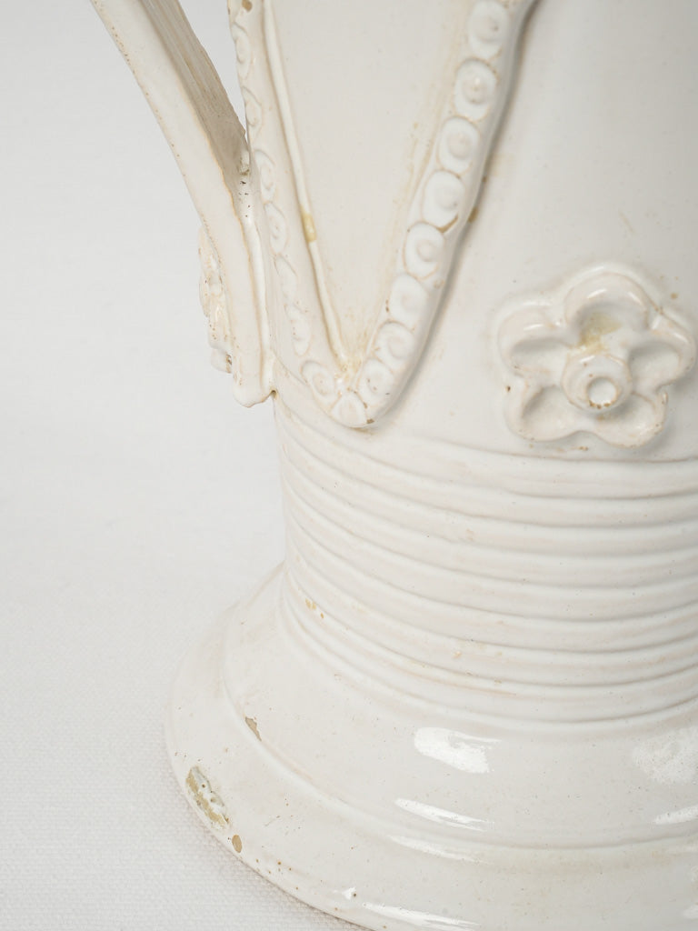 Delicate white glazed daisy vase