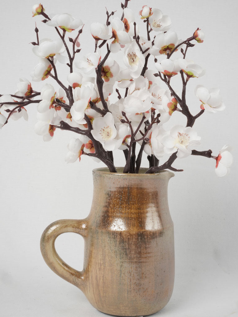 Glazed taupe brown ceramic pitcher