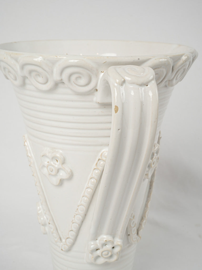 Classic French white glazed floral vase