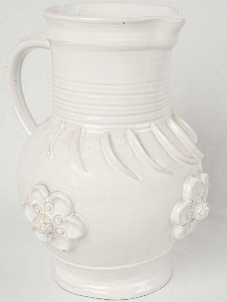 Vintage French ceramic daisy pitcher